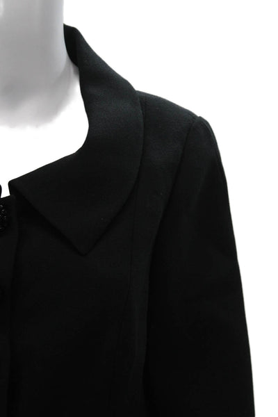 Style Paris Women Basic Jacket Black Wool Button 3/4 Sleeve Size M