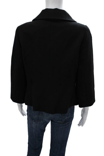 Style Paris Women Basic Jacket Black Wool Button 3/4 Sleeve Size M