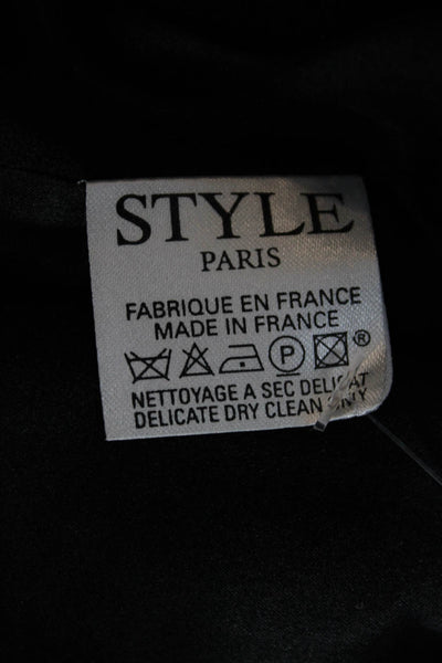 Style Paris Women Basic Jacket Black Wool Button 3/4 Sleeve Size M