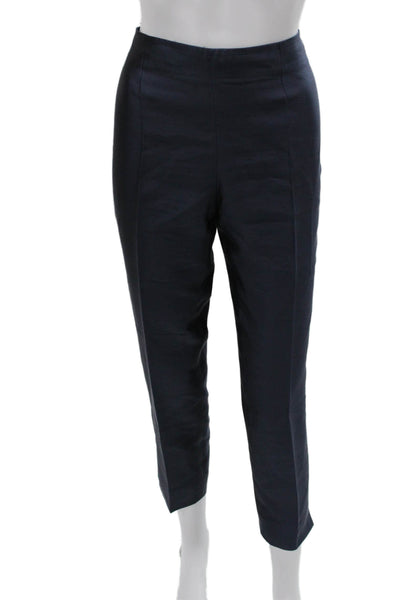 Style Paris Womens Cropped Cotton Pants Blue Zip Size M