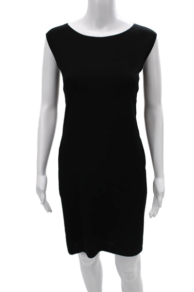 Jil Sander Women Sheath Dress Black Wool Boat Neck Knee Length Size 38