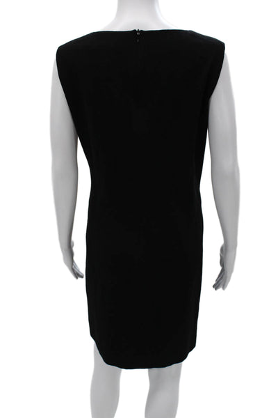 Jil Sander Women Sheath Dress Black Wool Boat Neck Knee Length Size 38