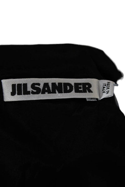 Jil Sander Women Sheath Dress Black Wool Boat Neck Knee Length Size 38