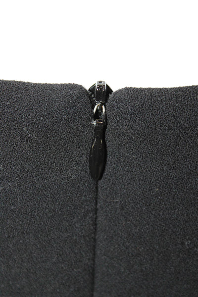 David Meister Womens Sheath Dress Black Square Neck Short Sleeve Zip Size 10