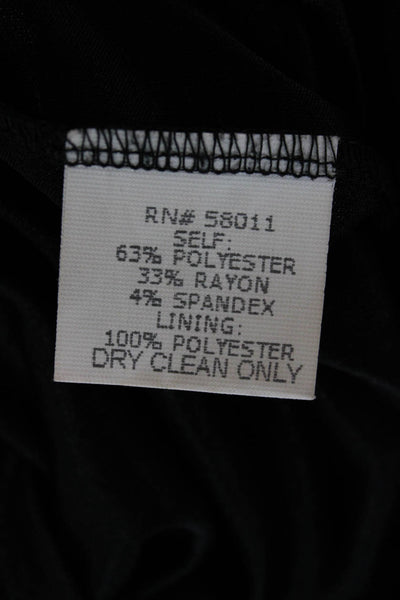 David Meister Womens Sheath Dress Black Square Neck Short Sleeve Zip Size 10