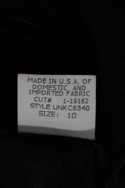 David Meister Womens Sheath Dress Black Square Neck Short Sleeve Zip Size 10