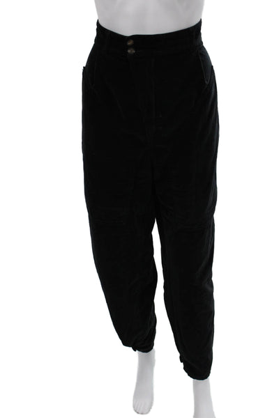 Etro Womens Jogger Pants Black 100% Cotton Solid Button Size 46