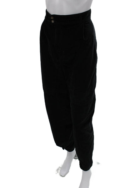 Etro Womens Jogger Pants Black 100% Cotton Solid Button Size 46