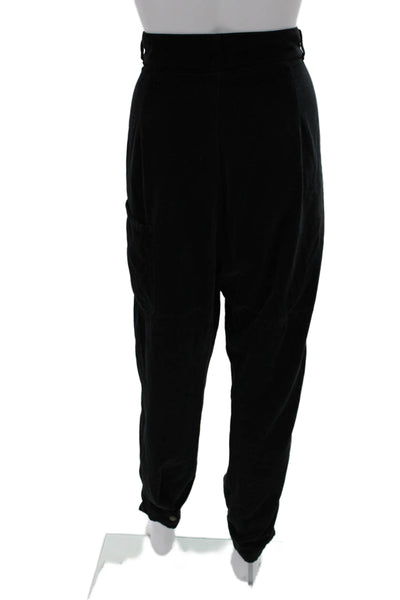 Etro Womens Jogger Pants Black 100% Cotton Solid Button Size 46