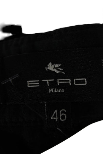Etro Womens Jogger Pants Black 100% Cotton Solid Button Size 46