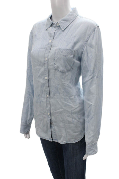 Rails Womens Basic Collared Star Button-Up Blue Long Sleeve Size M
