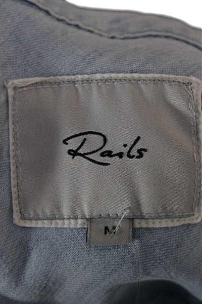 Rails Womens Basic Collared Star Button-Up Blue Long Sleeve Size M