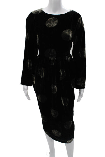 Bitte Kai Rand Women Sheath Dress Black Polka Dot Long Sleeve Viscose Size M
