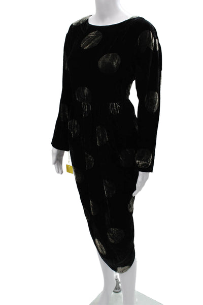 Bitte Kai Rand Women Sheath Dress Black Polka Dot Long Sleeve Viscose Size M
