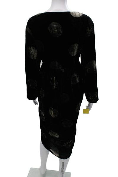 Bitte Kai Rand Women Sheath Dress Black Polka Dot Long Sleeve Viscose Size M