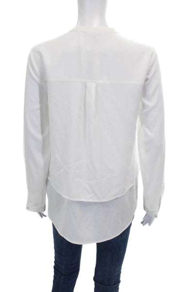 Calvin Klein Women Blouse Collared Long Sleeve White Polyester Blend Size XS