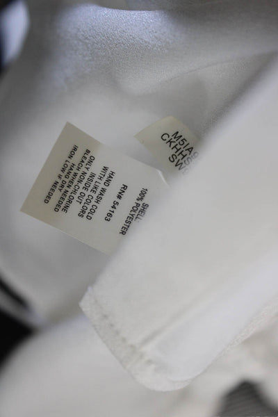 Calvin Klein Women Blouse Collared Long Sleeve White Polyester Blend Size XS