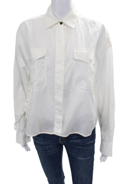 Rag & Bone Women Blouse White Cotton Collared Long Sleeve Solid Size S