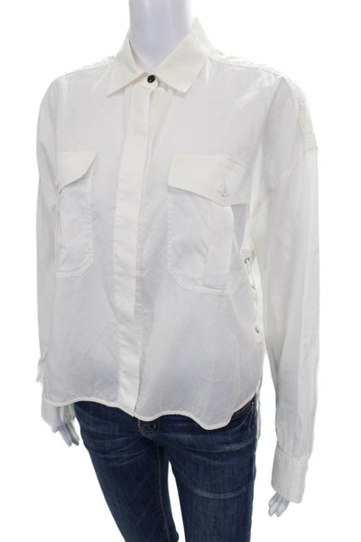 Rag & Bone Women Blouse White Cotton Collared Long Sleeve Solid Size S