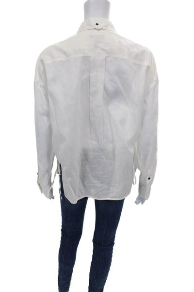 Rag & Bone Women Blouse White Cotton Collared Long Sleeve Solid Size S