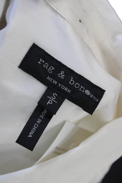 Rag & Bone Women Blouse White Cotton Collared Long Sleeve Solid Size S