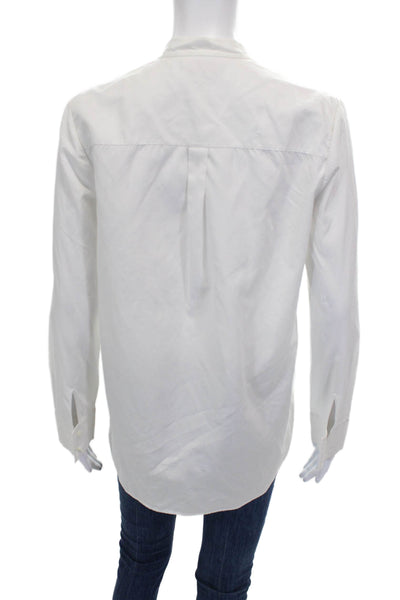 Tory Burch Women White Cotton Blend Blouse Long Sleeve Round Neck Size 2