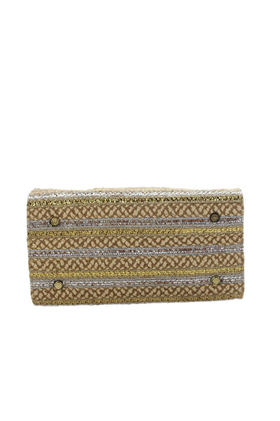 Eric Javits Womens Raffia Blend Top Handle Bag Handbag Gold Combo