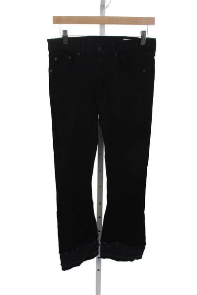 Rag & Bone Womens Bootcut Jeans Black Low Rise Button Inseam 28 Size 27