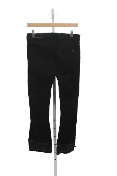Rag & Bone Womens Bootcut Jeans Black Low Rise Button Inseam 28 Size 27