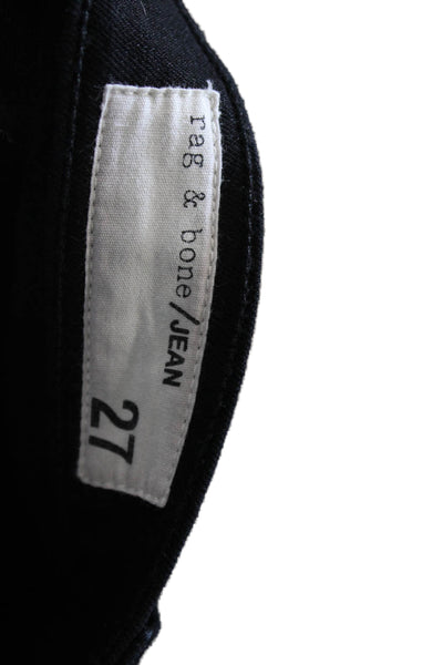 Rag & Bone Womens Bootcut Jeans Black Low Rise Button Inseam 28 Size 27