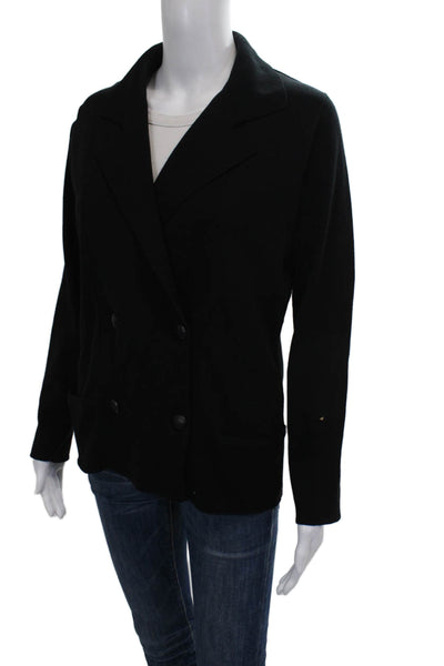 Lacoste Womens Basic Jacket Black Cotton Button Front Size S