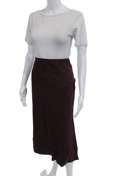 Anthropologie Womens Red Linen Blend Maxi Skirt Size M