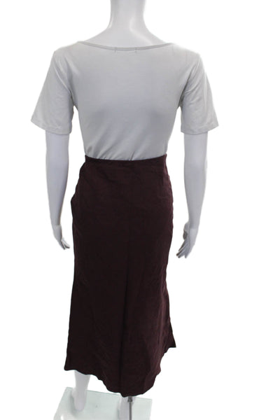 Anthropologie Womens Red Linen Blend Maxi Skirt Size M
