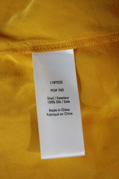 Elizabeth & James Women Silk Yellow Long Sleeve Blouse Size M