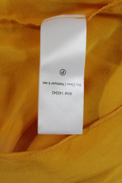 Elizabeth & James Women Silk Yellow Long Sleeve Blouse Size M