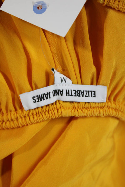Elizabeth & James Women Silk Yellow Long Sleeve Blouse Size M
