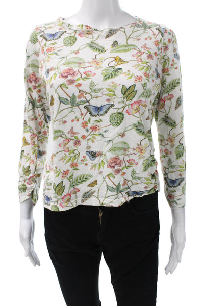 Sundance Women Floral Cotton Round Neck Long Sleeve T-Shirt Size PS