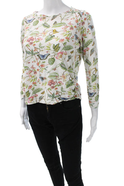 Sundance Women Floral Cotton Round Neck Long Sleeve T-Shirt Size PS