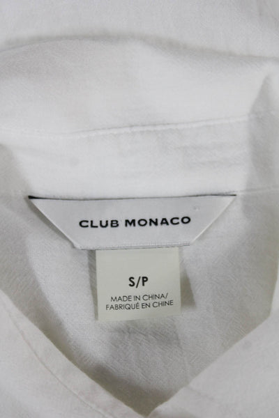 Club Monaco Women White Cotton Collared Long Sleeve Blouse Size S