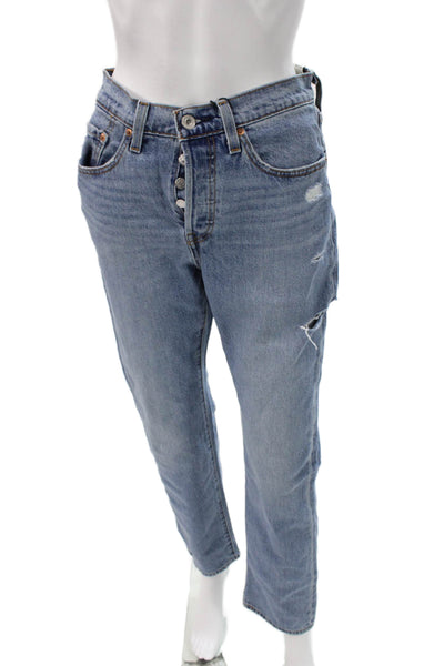 Levi Strauss & Co Womens Straight Leg Jeans Blue High Rise Denim Size 26