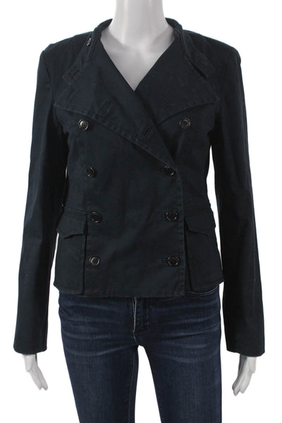 Club Monaco Womens Blue Cotton Blazer Buttoned Solid Size M