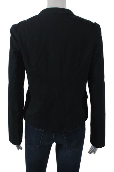 Club Monaco Womens Blue Cotton Blazer Buttoned Solid Size M