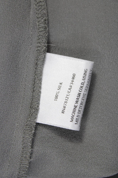 Eileen Fisher Womens Silk Draped Neck Long Sleeve Blouse Gray Size XS