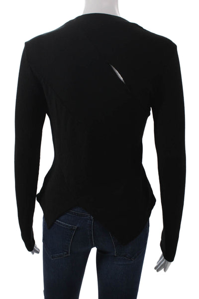 Rejina Pyo Womens Black Tencel Round Neck Long Sleeve Blouse Size S