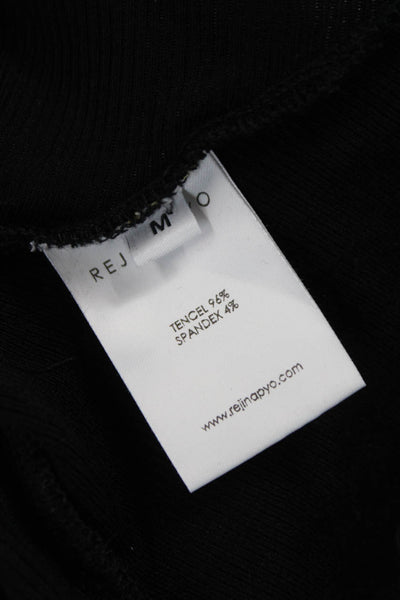 Rejina Pyo Womens Black Tencel Round Neck Long Sleeve Blouse Size S