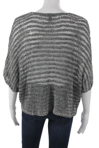 Eileen Fisher Women Knit Top Gray Viscose Blend Short Sleeve Size XS