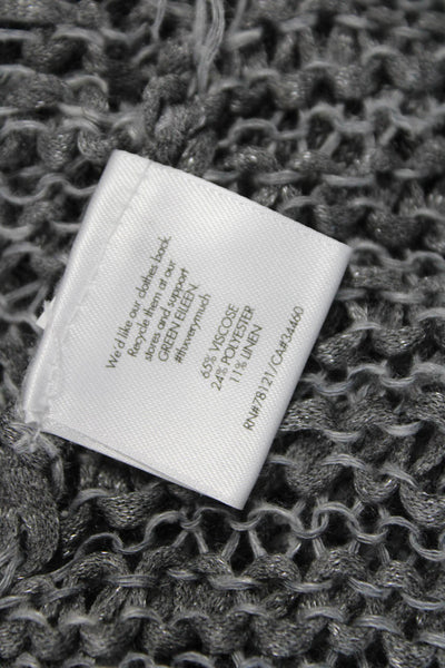 Eileen Fisher Women Knit Top Gray Viscose Blend Short Sleeve Size XS