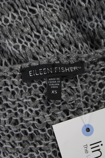 Eileen Fisher Women Knit Top Gray Viscose Blend Short Sleeve Size XS