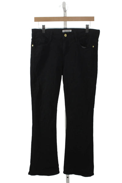 Frame Womens Bootcut Jeans Black Mid Rise Cotton Size 28
