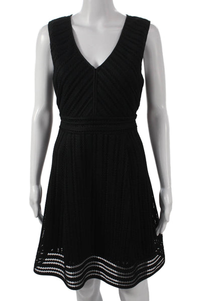 J Crew Women A-Line Black V-Neck Sleeveless Knee-Length Polyester Dress Size 8P